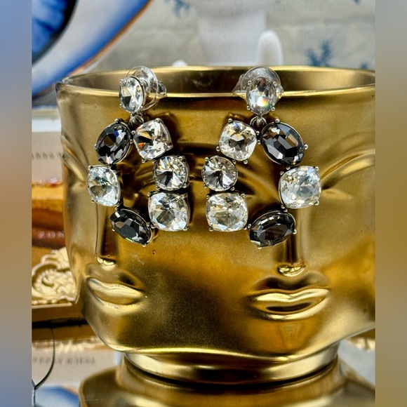 🆕 OSCAR DE LA RENTA 🧿 NWOT Crystal-Embellished Hoop Drop Earrings - Picture 12 of 16